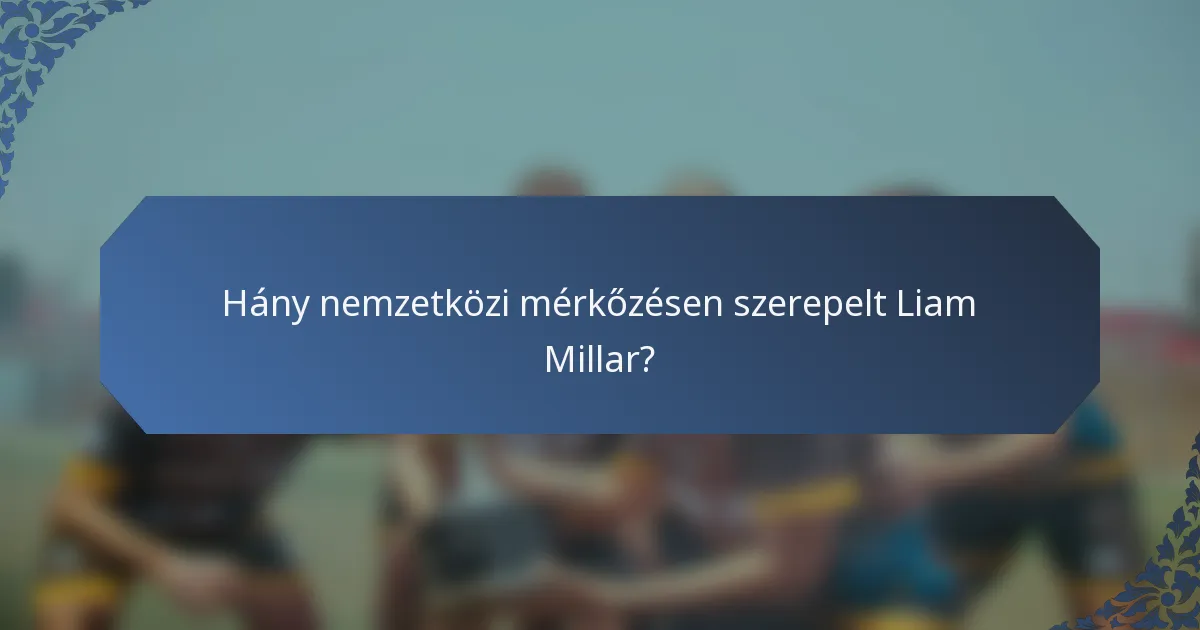 Hány nemzetközi mérkőzésen szerepelt Liam Millar?