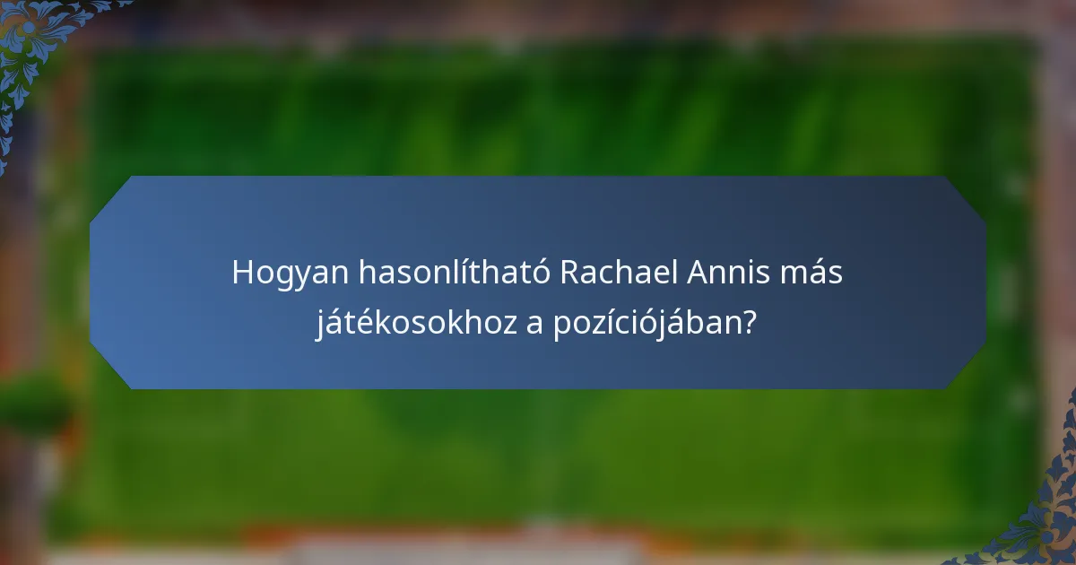 Hogyan hasonlítható Rachael Annis más játékosokhoz a pozíciójában?
