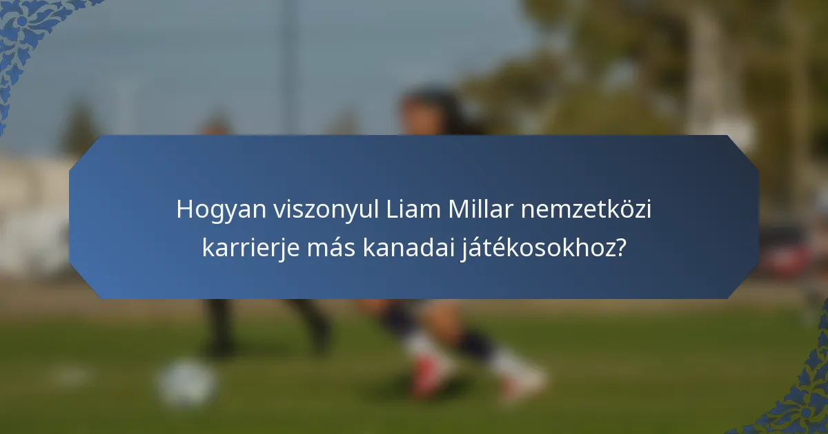 Hogyan viszonyul Liam Millar nemzetközi karrierje más kanadai játékosokhoz?