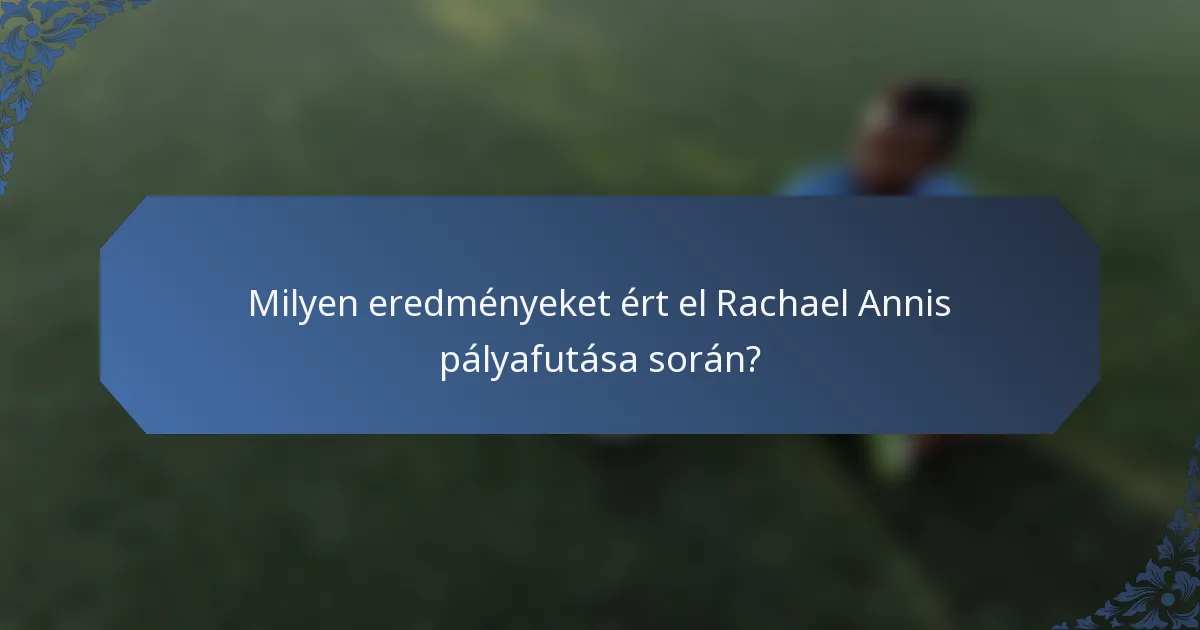 Milyen eredményeket ért el Rachael Annis pályafutása során?